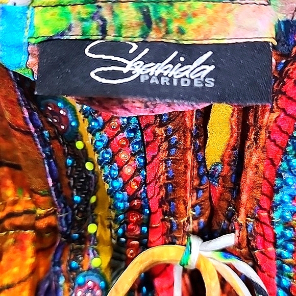 Shahida Parides 100% viscose crepe silk boho colorful dress size S/M - Picture 5 of 12